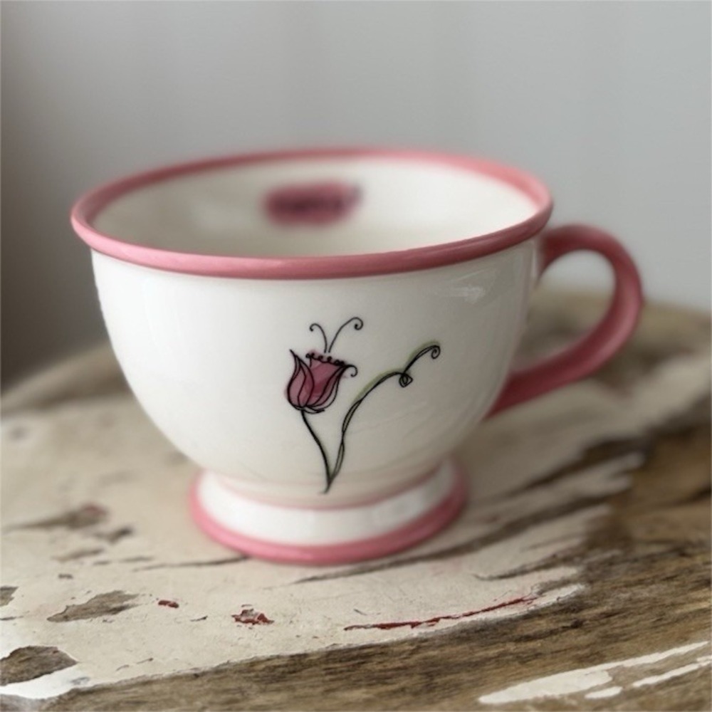 Starbucks 2006 Pink Floral Mug White Pink Original Collectible Coffee & Tea Cup
